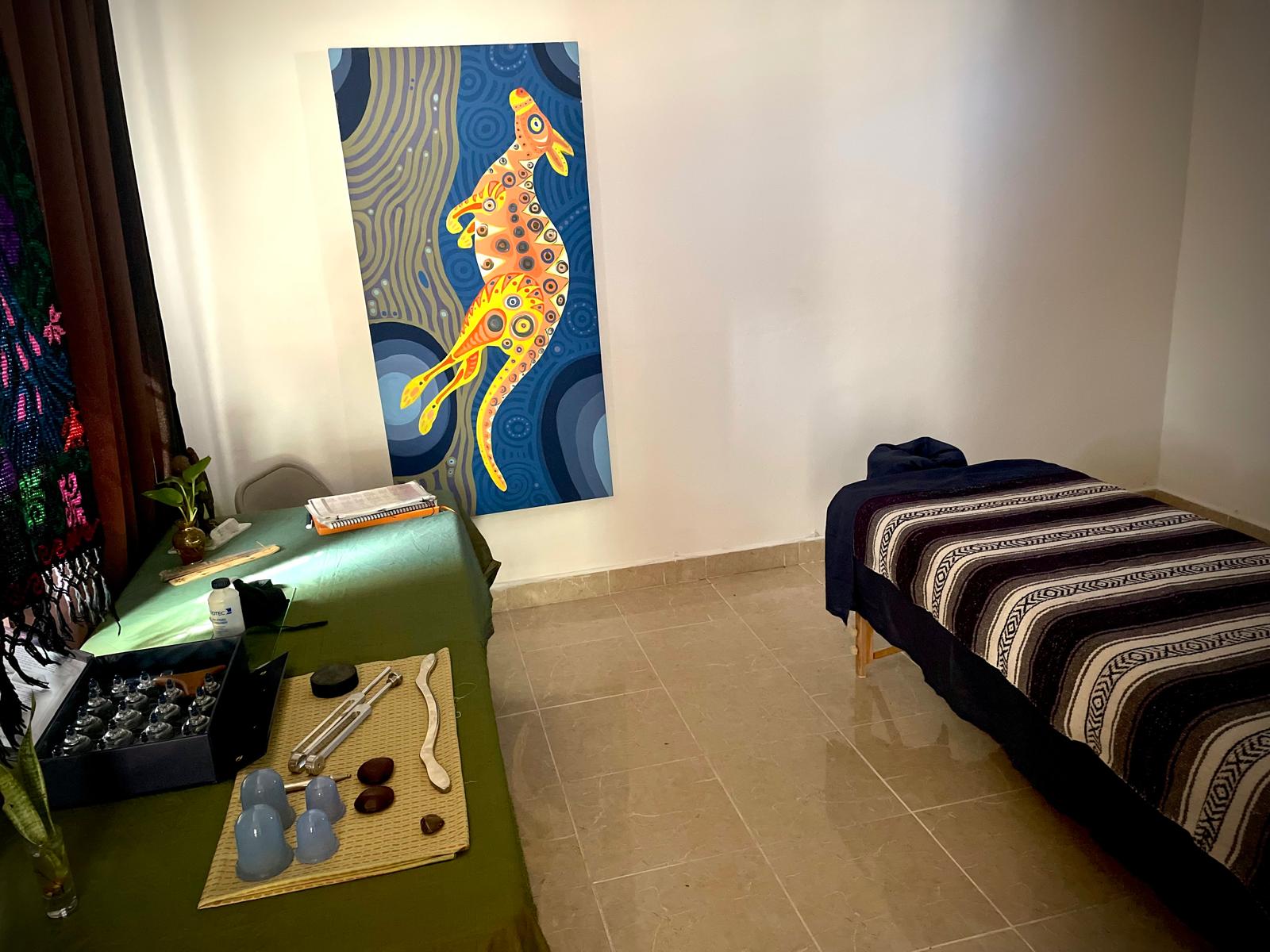 Sacred healing space with calming ambiance